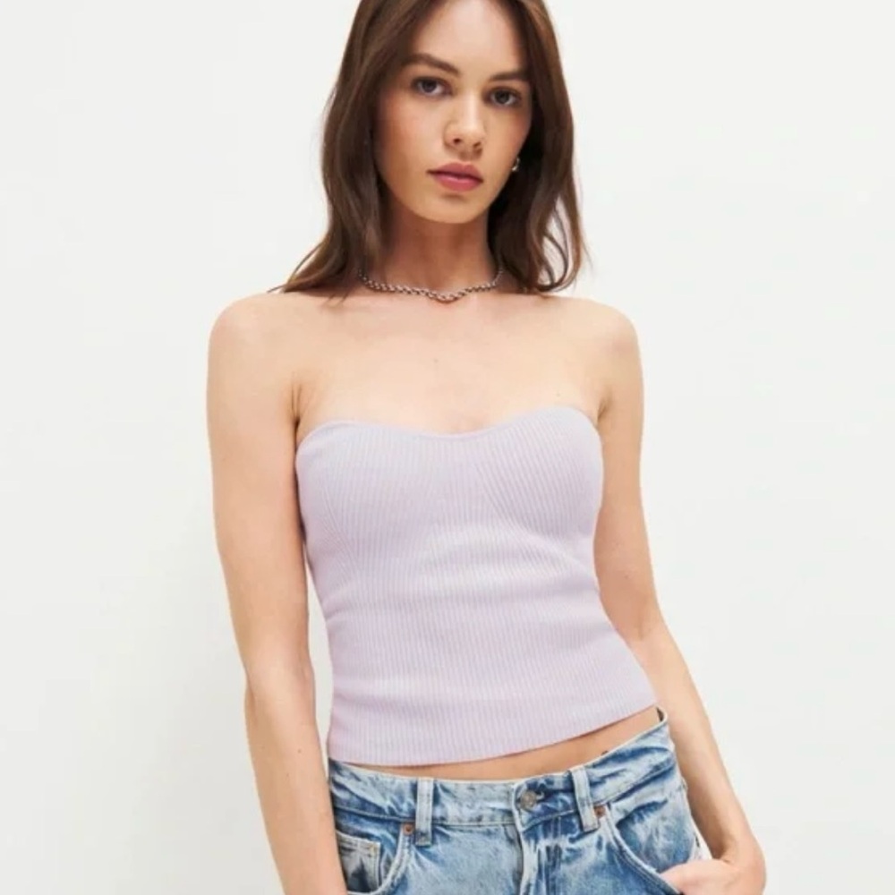 Reformation Lilac Strapless Top